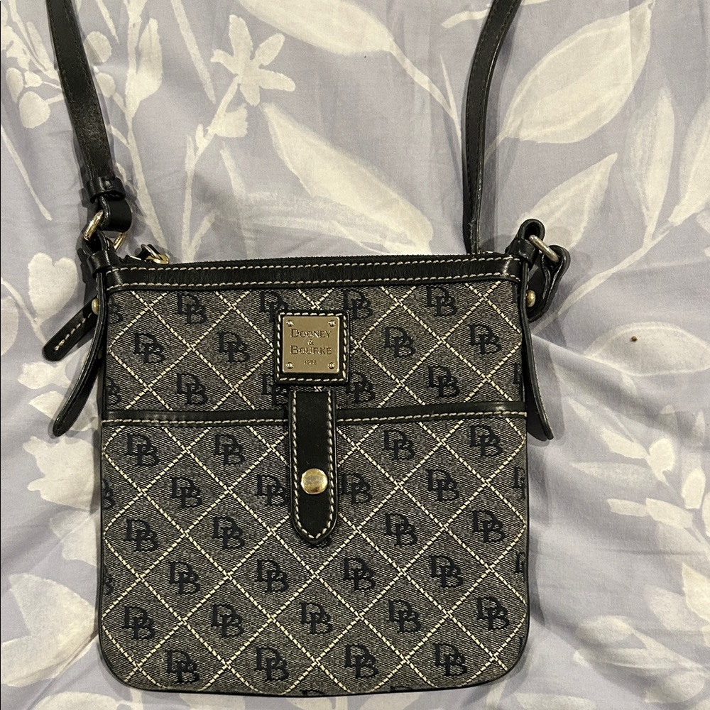 Dooney & Bourke Gray and Black Monogram Crossbody Bag